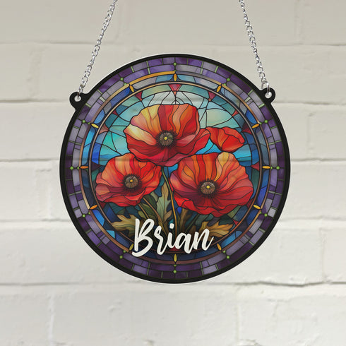 Poppy Personalised Stained Glass Effect Suncatcher